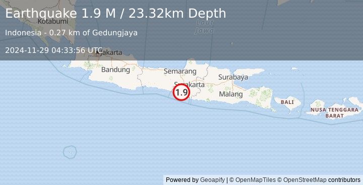 Earthquake Java, Indonesia (1.9 M) (2024-11-29 04:33:56 UTC)