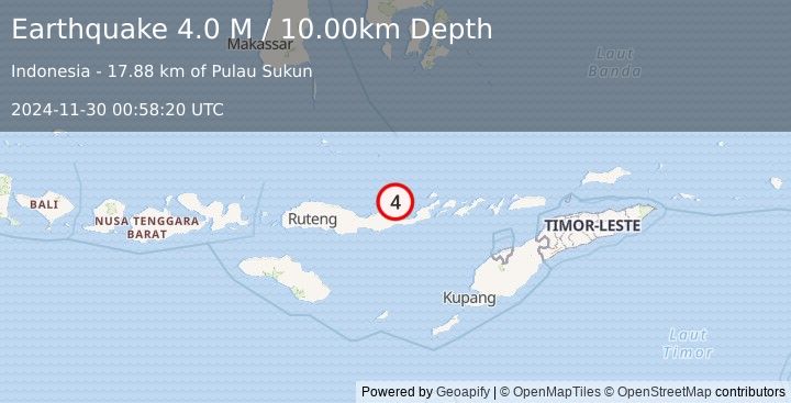 Earthquake Flores Region, Indonesia (4.0 M) (2024-11-30 00:58:20 UTC)