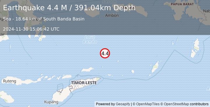 Earthquake Banda Sea (4.4 M) (2024-11-30 15:06:42 UTC)