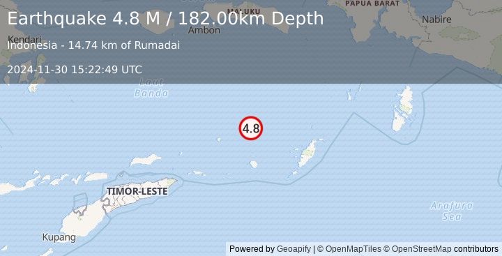 Earthquake Banda Sea (4.8 M) (2024-11-30 15:22:49 UTC)