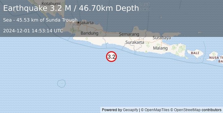 Earthquake Java, Indonesia (3.2 M) (2024-12-01 14:53:14 UTC)