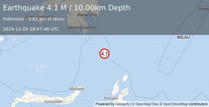 Earthquake Talaud Islands, Indonesia (4.0 M) (2024-12-01 18:47:47 UTC)