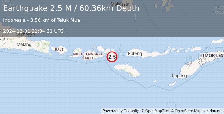 Earthquake Sumbawa Region, Indonesia (2.5 M) (2024-12-01 21:04:31 UTC)