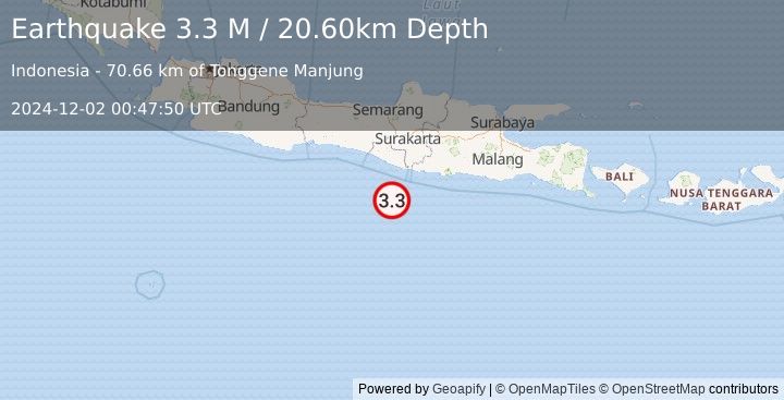 Earthquake Java, Indonesia (3.3 M) (2024-12-02 00:47:50 UTC)