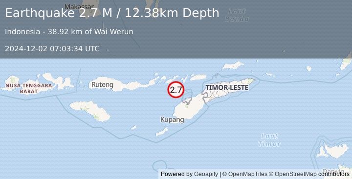 Earthquake Flores Region, Indonesia (2.7 M) (2024-12-02 07:03:34 UTC)