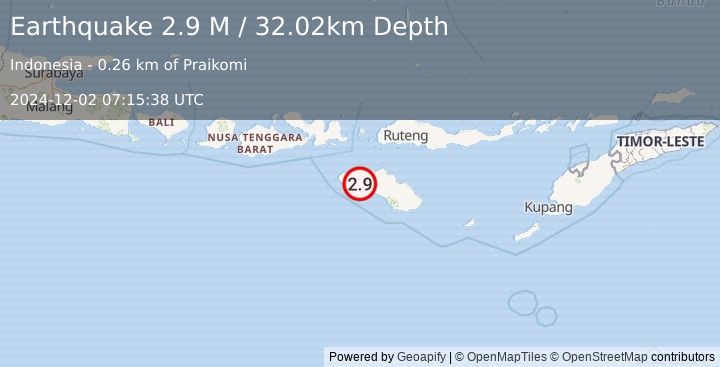 Earthquake Sumba Region, Indonesia (2.9 M) (2024-12-02 07:15:38 UTC)