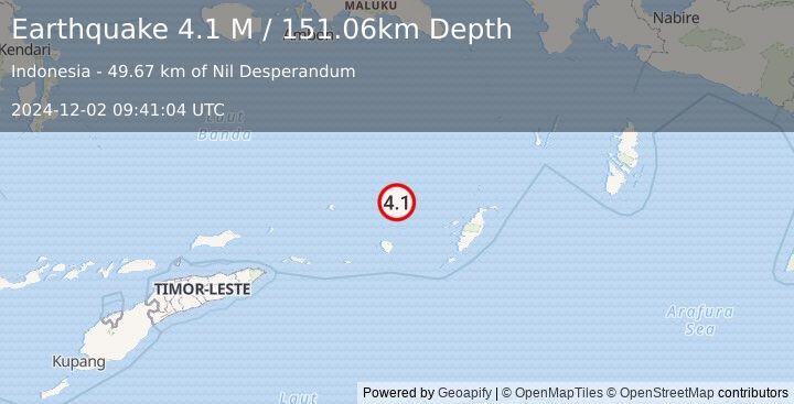 Earthquake Banda Sea (4.1 M) (2024-12-02 09:41:04 UTC)