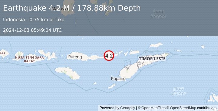 Earthquake Flores Region, Indonesia (4.2 M) (2024-12-03 05:49:04 UTC)