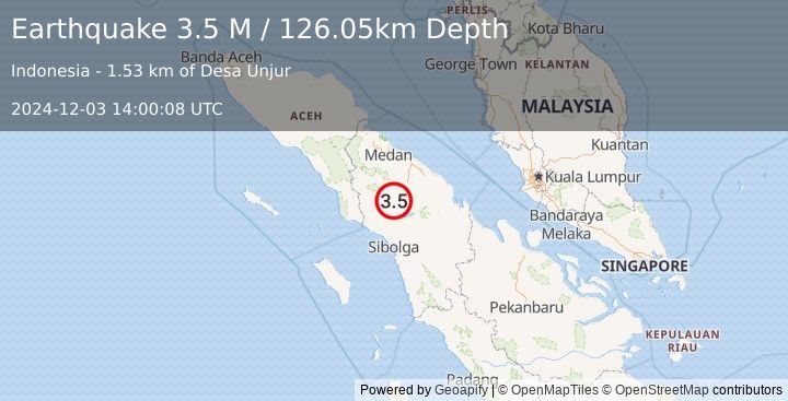 Earthquake Northern Sumatra, Indonesia (3.5 M) (2024-12-03 14:00:08 UTC)