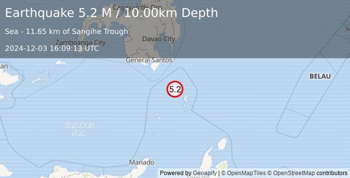 Earthquake Talaud Islands, Indonesia (5.2 M) (2024-12-03 16:09:13 UTC)