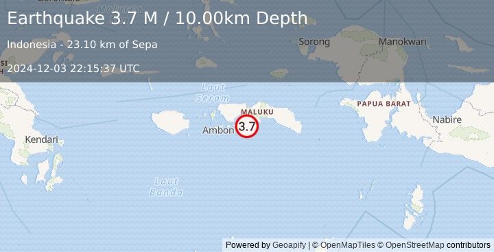 Earthquake Seram, Indonesia (3.7 M) (2024-12-03 22:15:37 UTC)