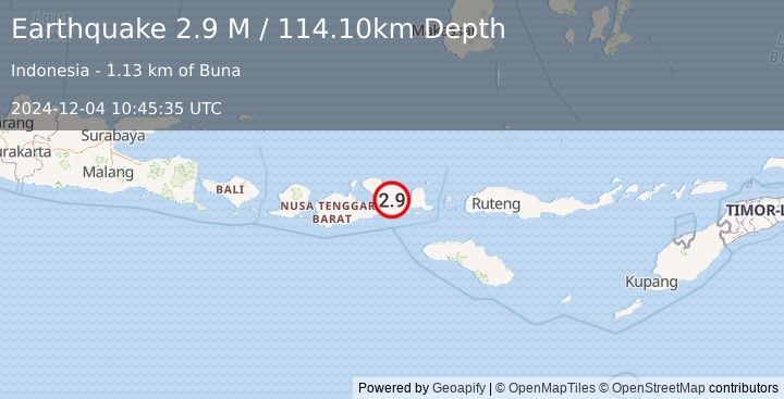 Earthquake Sumbawa Region, Indonesia (2.9 M) (2024-12-04 10:45:35 UTC)