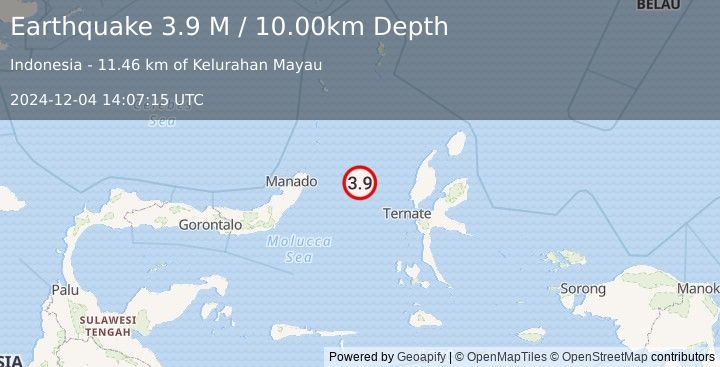 Earthquake Northern Molucca Sea (3.9 M) (2024-12-04 14:07:15 UTC)