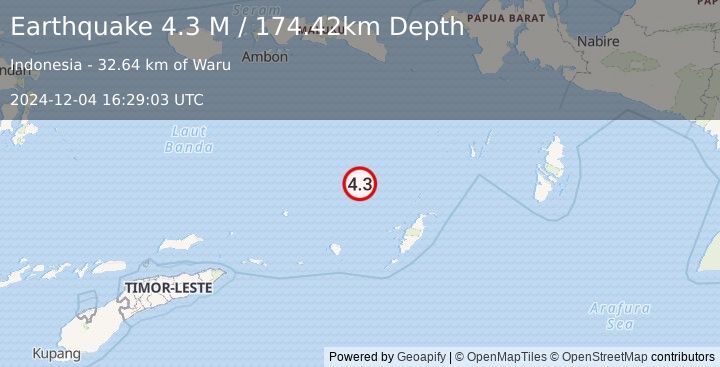 Earthquake Banda Sea (4.3 M) (2024-12-04 16:29:03 UTC)