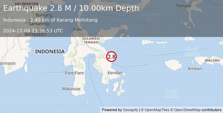 Earthquake Sulawesi, Indonesia (2.8 M) (2024-12-04 23:36:53 UTC)