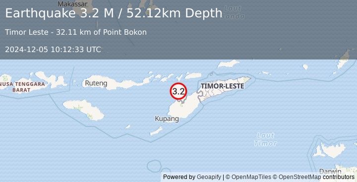 Earthquake Timor Region (3.2 M) (2024-12-05 10:12:33 UTC)