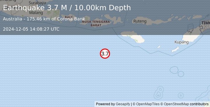 Earthquake South of Sumbawa, Indonesia (3.7 M) (2024-12-05 14:08:27 UTC)