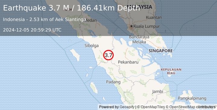 Earthquake Northern Sumatra, Indonesia (3.7 M) (2024-12-05 20:59:29 UTC)