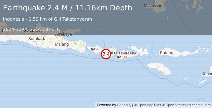 Earthquake Bali Region, Indonesia (2.4 M) (2024-12-05 22:23:58 UTC)