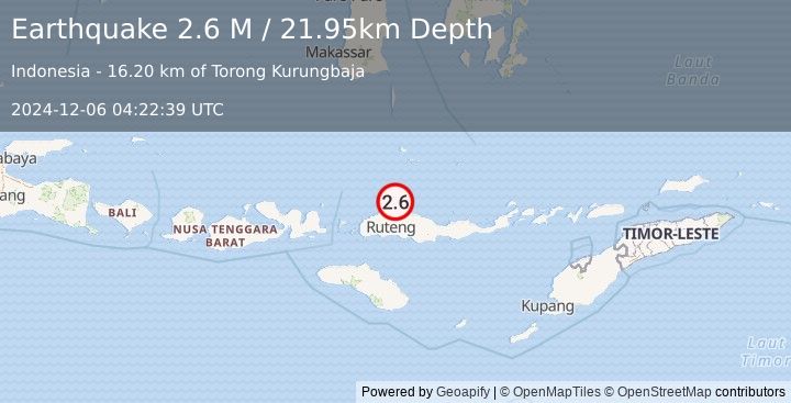 Earthquake Flores Region, Indonesia (2.6 M) (2024-12-06 04:22:39 UTC)