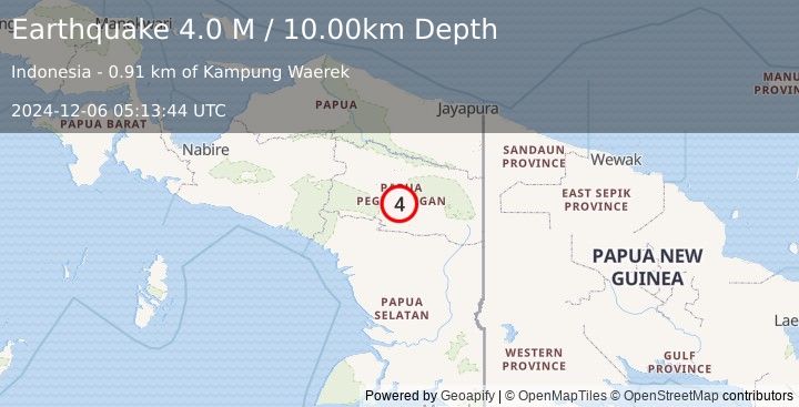 Earthquake West Papua, Indonesia (4.0 M) (2024-12-06 05:13:44 UTC)