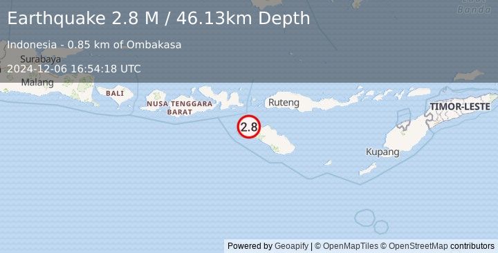 Earthquake Sumba Region, Indonesia (2.8 M) (2024-12-06 16:54:18 UTC)