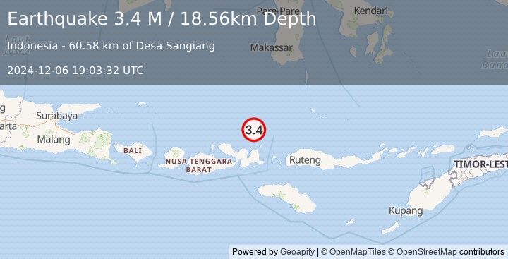 Earthquake Flores Sea (3.4 M) (2024-12-06 19:03:32 UTC)