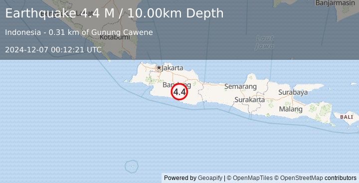 Earthquake Java, Indonesia (4.4 M) (2024-12-07 00:12:21 UTC)