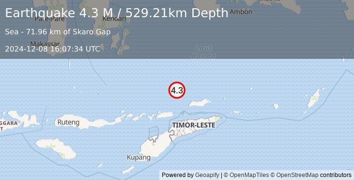 Earthquake Banda Sea (4.3 M) (2024-12-08 16:07:34 UTC)