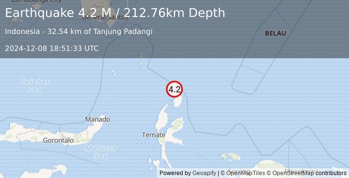 Earthquake Halmahera, Indonesia (4.2 M) (2024-12-08 18:51:33 UTC)