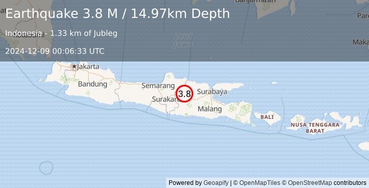 Earthquake Java, Indonesia (3.8 M) (2024-12-09 00:06:33 UTC)