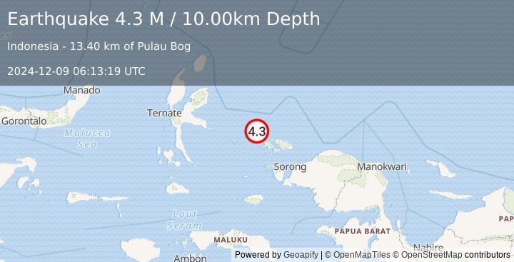 Earthquake West Papua Region, Indonesia (4.3 M) (2024-12-09 06:13:19 UTC)