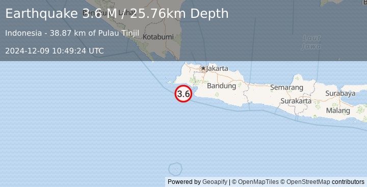 Earthquake Java, Indonesia (3.6 M) (2024-12-09 10:49:24 UTC)