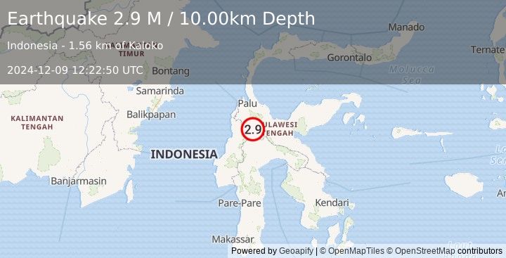 Earthquake Sulawesi, Indonesia (2.9 M) (2024-12-09 12:22:50 UTC)