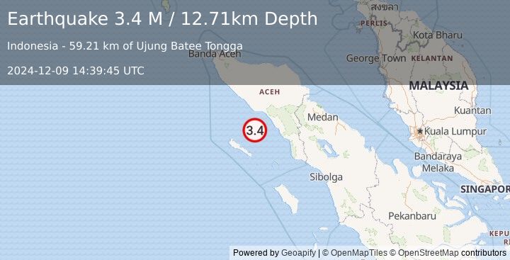 Earthquake Northern Sumatra, Indonesia (3.4 M) (2024-12-09 14:39:45 UTC)