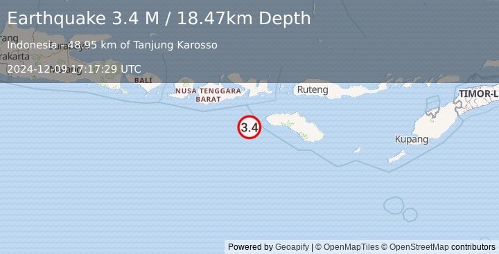 Earthquake Sumbawa Region, Indonesia (3.4 M) (2024-12-09 17:17:29 UTC)