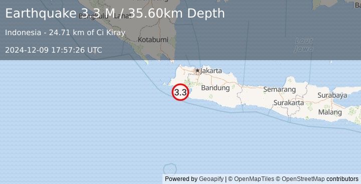 Earthquake Java, Indonesia (3.3 M) (2024-12-09 17:57:26 UTC)