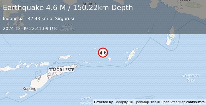 Earthquake Banda Sea (4.6 M) (2024-12-09 22:41:09 UTC)