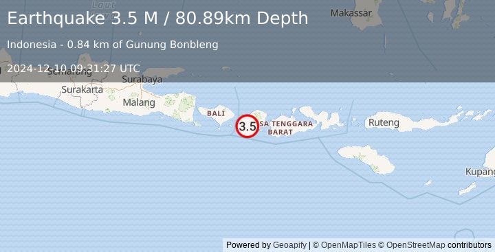 Earthquake Sumbawa Region, Indonesia (3.6 M) (2024-12-10 09:31:26 UTC)