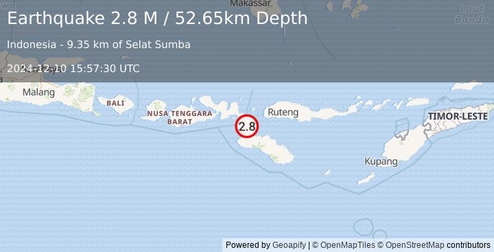 Earthquake Sumba Region, Indonesia (2.8 M) (2024-12-10 15:57:30 UTC)