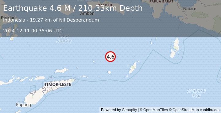 Earthquake Banda Sea (4.6 M) (2024-12-11 00:35:06 UTC)