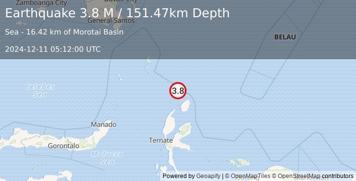 Earthquake Halmahera, Indonesia (3.8 M) (2024-12-11 05:12:00 UTC)