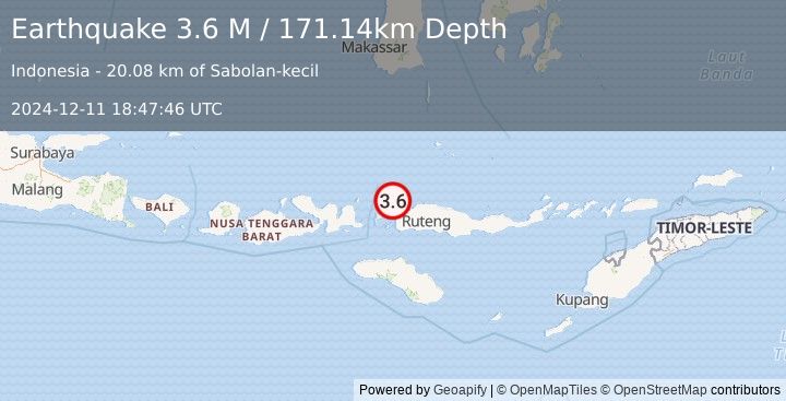 Earthquake Flores Region, Indonesia (3.7 M) (2024-12-11 18:47:45 UTC)