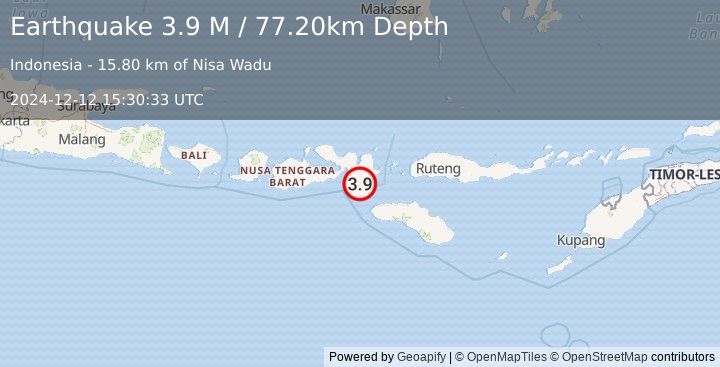 Earthquake Sumbawa Region, Indonesia (3.9 M) (2024-12-12 15:30:33 UTC)