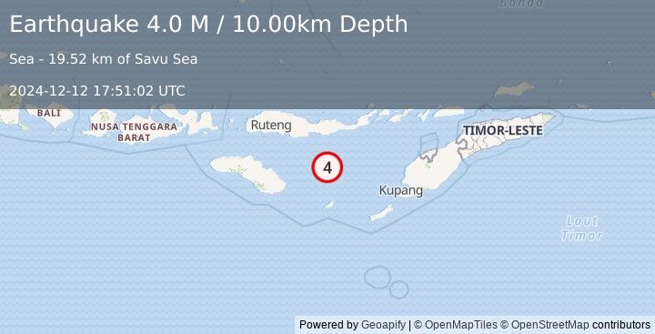 Earthquake Savu Sea (4.0 M) (2024-12-12 17:51:02 UTC)