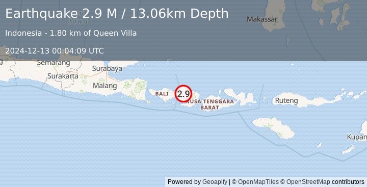 Earthquake Sumbawa Region, Indonesia (2.9 M) (2024-12-13 00:04:09 UTC)