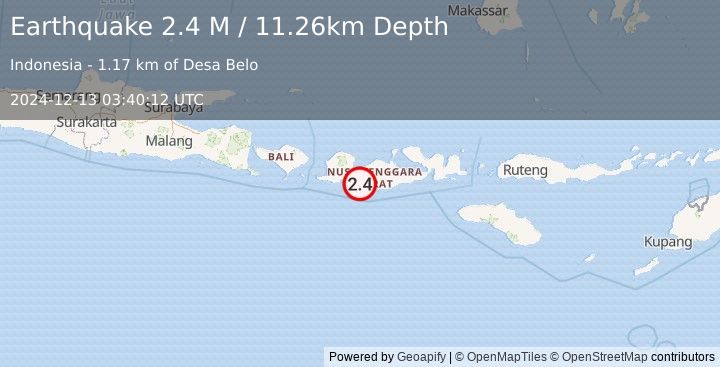 Earthquake Sumbawa Region, Indonesia (2.4 M) (2024-12-13 03:40:12 UTC)