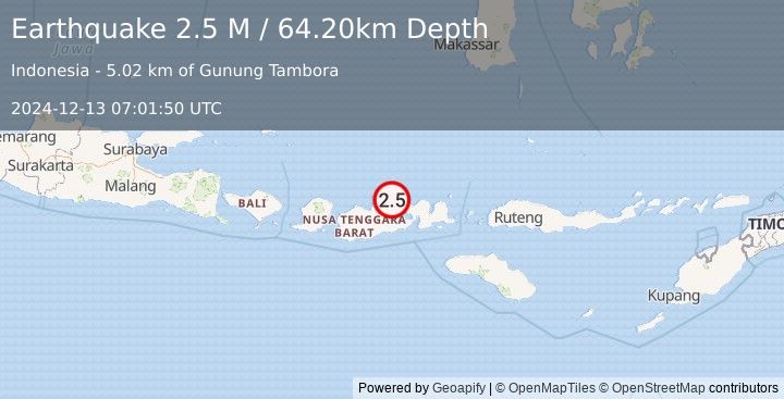 Earthquake Sumbawa Region, Indonesia (2.5 M) (2024-12-13 07:01:50 UTC)