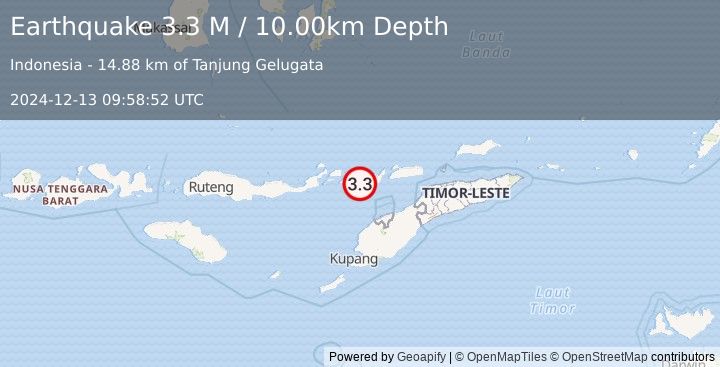 Earthquake Flores Region, Indonesia (3.3 M) (2024-12-13 09:58:52 UTC)