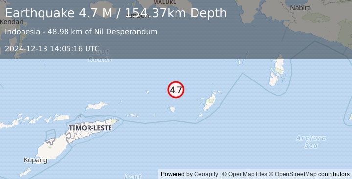 Earthquake Banda Sea (4.7 M) (2024-12-13 14:05:16 UTC)